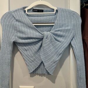 SHEIN Sky Blue Twist Front Crop Top